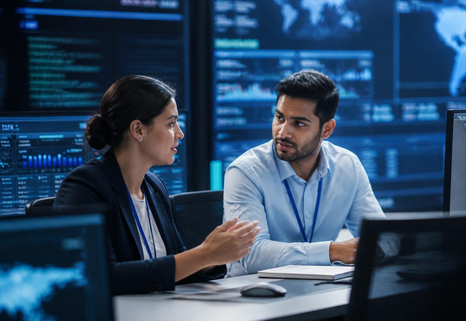 Equipe analisando conteúdos e indicadores de segurança